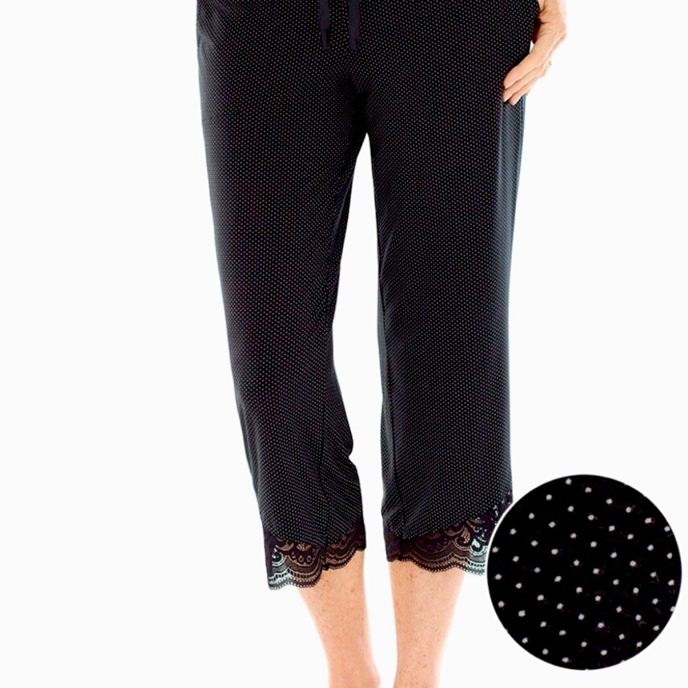 🖤SOMA COOL NIGHTS🖤 soft lace trimmed cropped pajama bottoms. Generous size Med